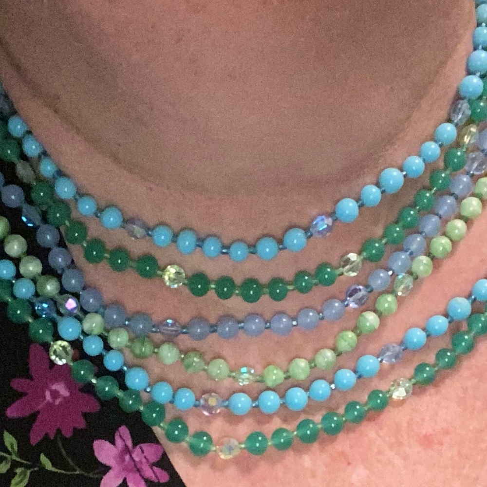 Unique, Outstanding Beaded Multilayer Necklace - image 2